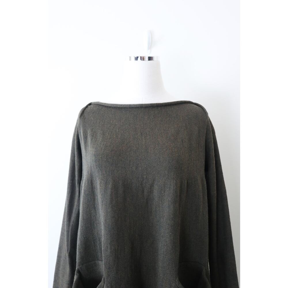 Hannes Roether Size M Merino Wool A-Line Sweater Tunic Pockets Green - Picture 2 of 14